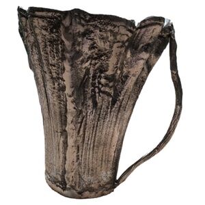 Gnarled Wooden Textured Silver Water Pitcher Vase